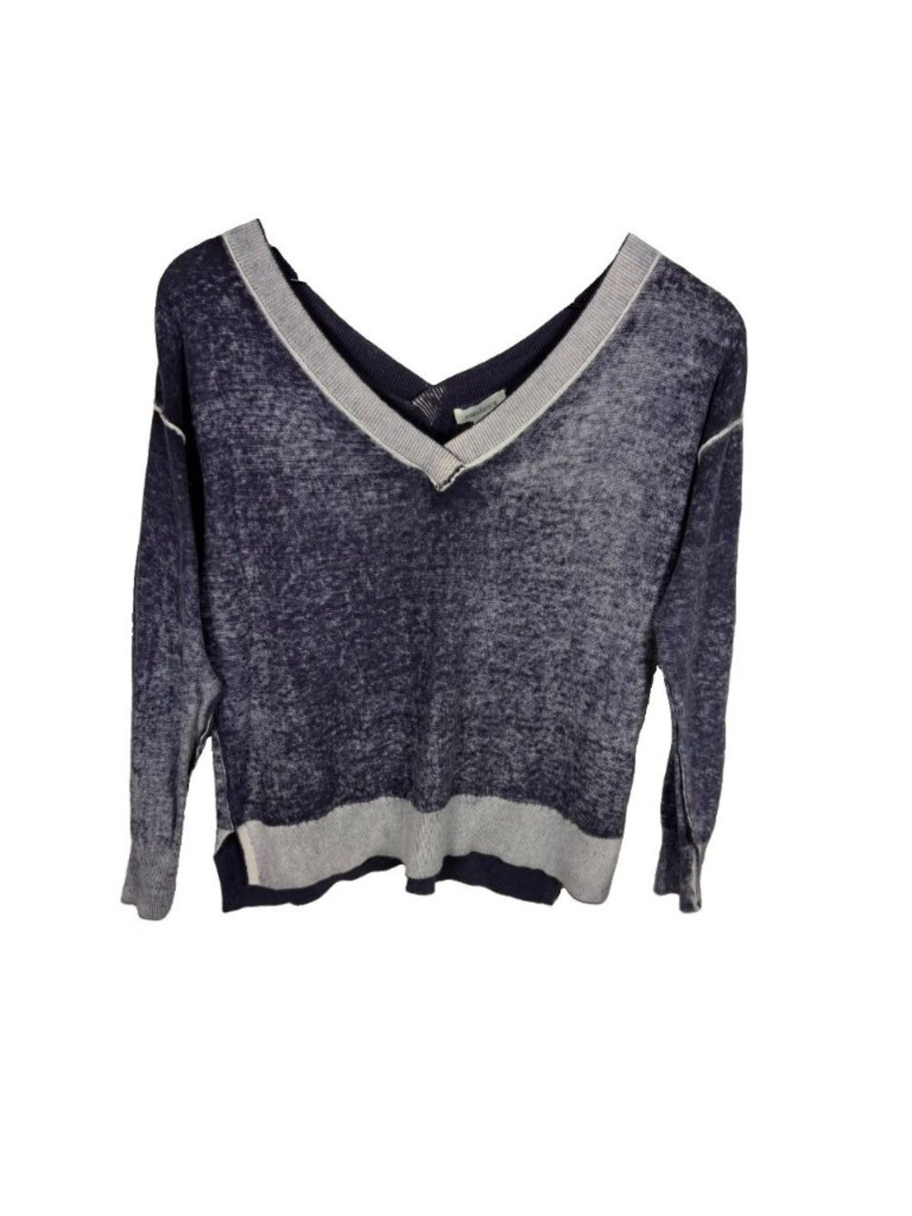 Sundance V Neck Boxy Cotton Slub Sweater Size SP Petite Lagenlook Boho Casual